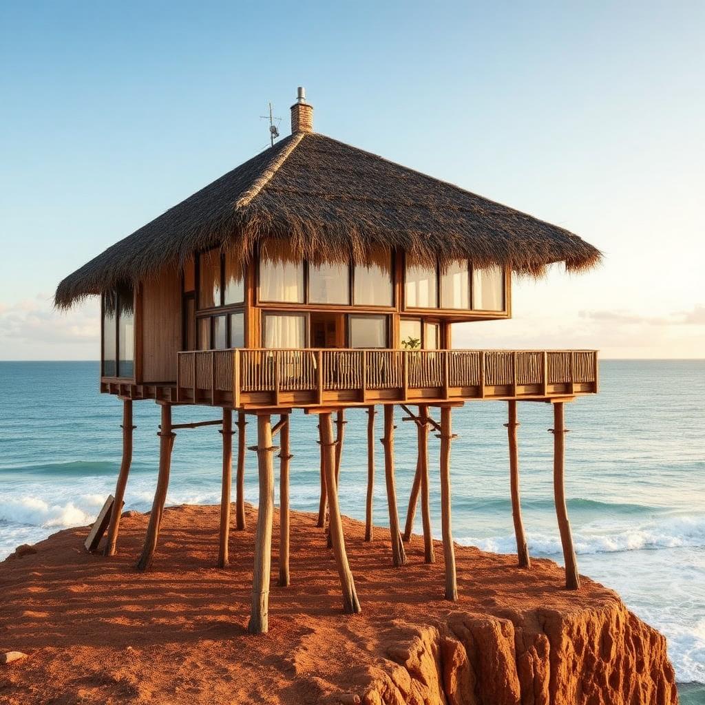 Bangalô suspenso na Praia do Espelho